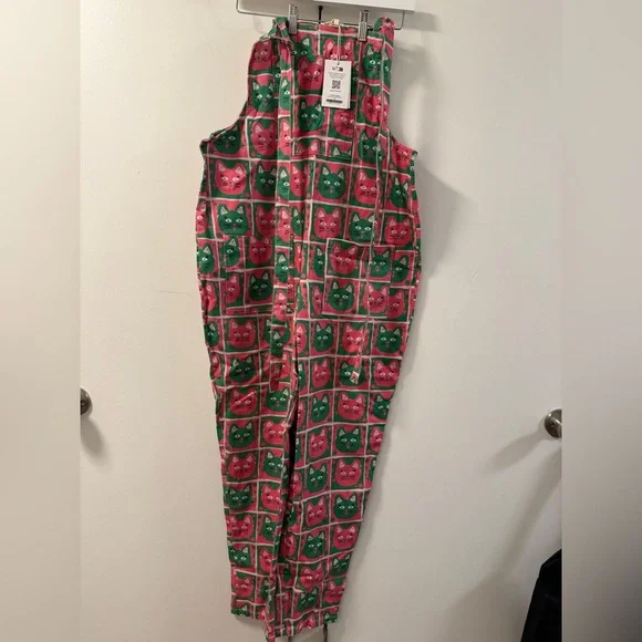 NWT Lucy and Yak exclusive Cat Print dungaree overalls - Picture 2 of 6